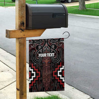 Maori Taiaha Whakairo Personalized Garden Flag Red Poutama Motifs