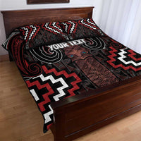 Maori Taiaha Whakairo Personalized Quilt Bed Set Red Poutama Motifs