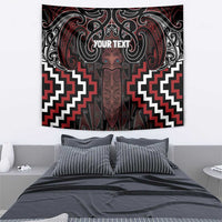 Maori Taiaha Whakairo Personalized Tapestry Red Poutama Motifs