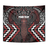 Maori Taiaha Whakairo Personalized Tapestry Red Poutama Motifs