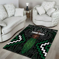 Maori Taiaha Pounamu Whakairo Personalized Area Rug Jade Poutama Motifs