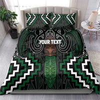 Maori Taiaha Pounamu Whakairo Personalized Bedding Set Jade Poutama Motifs