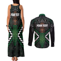 Maori Taiaha Pounamu Whakairo Personalized Couples Matching Tank Maxi Dress and Long Sleeve Button Shirt Jade Poutama Motifs LT7 - Polynesian Pride