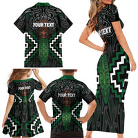 Maori Taiaha Pounamu Whakairo Personalized Family Matching Short Sleeve Bodycon Dress and Hawaiian Shirt Jade Poutama Motifs LT7 - Polynesian Pride