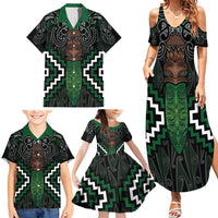 Maori Taiaha Pounamu Whakairo Personalized Family Matching Summer Maxi Dress and Hawaiian Shirt Jade Poutama Motifs LT7 - Polynesian Pride