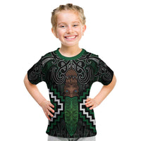 Maori Taiaha Pounamu Whakairo Personalized Kid T Shirt Jade Poutama Motifs LT7 Jade - Polynesian Pride