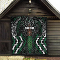 Maori Taiaha Pounamu Whakairo Personalized Quilt Jade Poutama Motifs