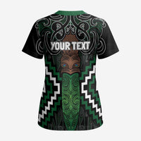 Maori Taiaha Pounamu Whakairo Personalized Scrub Top Jade Poutama Motifs - Polynesian Pride