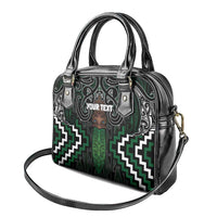 Maori Taiaha Pounamu Whakairo Personalized Shoulder Handbag Jade Poutama Motifs
