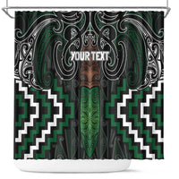 Maori Taiaha Pounamu Whakairo Personalized Shower Curtain Jade Poutama Motifs