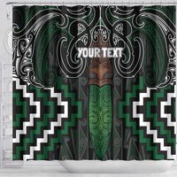 Maori Taiaha Pounamu Whakairo Personalized Shower Curtain Jade Poutama Motifs