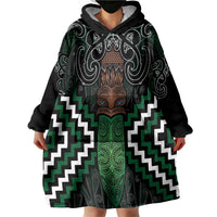 Maori Taiaha Pounamu Whakairo Personalized Wearable Blanket Hoodie Jade Poutama Motifs
