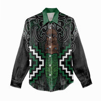 Maori Taiaha Pounamu Whakairo Personalized Women Casual Shirt Jade Poutama Motifs