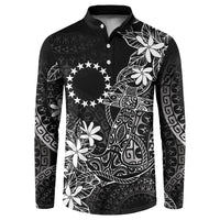 Black Kuki Airani Tapakau Button Sweatshirt Tribal Anchor Mix Tiare