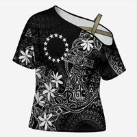 Black Kuki Airani Tapakau Cross Shoulder Shirt Tribal Anchor Mix Tiare LT7 Female Black - Polynesian Pride