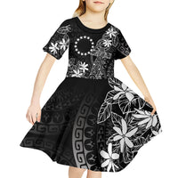 Black Kuki Airani Tapakau Kid Short Sleeve Dress Tribal Anchor Mix Tiare LT7 - Polynesian Pride