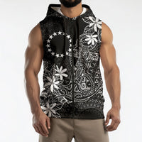 Black Kuki Airani Tapakau Sleeveless Zip Hoodie Tribal Anchor Mix Tiare LT7 - Polynesian Pride