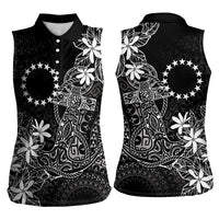 Black Kuki Airani Tapakau Women Sleeveless Polo Shirt Tribal Anchor Mix Tiare LT7 - Polynesian Pride