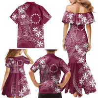 Maroon Kuki Airani Tapakau Family Matching Mermaid Dress and Hawaiian Shirt Tribal Anchor Mix Tiare LT7 - Polynesian Pride