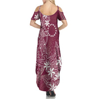 Maroon Kuki Airani Tapakau Family Matching Summer Maxi Dress and Hawaiian Shirt Tribal Anchor Mix Tiare LT7 - Polynesian Pride
