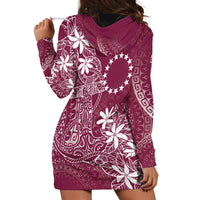 Maroon Kuki Airani Tapakau Hoodie Dress Tribal Anchor Mix Tiare LT7 - Polynesian Pride