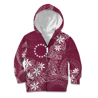 Maroon Kuki Airani Tapakau Kid Hoodie Tribal Anchor Mix Tiare LT7 Zip Hoodie Maroon - Polynesian Pride