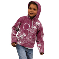 Maroon Kuki Airani Tapakau Kid Hoodie Tribal Anchor Mix Tiare LT7 - Polynesian Pride
