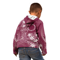 Maroon Kuki Airani Tapakau Kid Hoodie Tribal Anchor Mix Tiare LT7 - Polynesian Pride