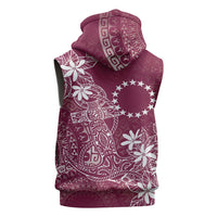 Maroon Kuki Airani Tapakau Sleeveless Zip Hoodie Tribal Anchor Mix Tiare LT7 - Polynesian Pride