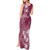 Maroon Kuki Airani Tapakau Tank Maxi Dress Tribal Anchor Mix Tiare LT7 - Polynesian Pride