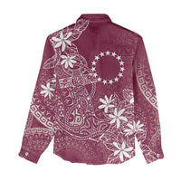 Maroon Kuki Airani Tapakau Women Casual Shirt Tribal Anchor Mix Tiare LT7 - Polynesian Pride