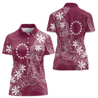 Maroon Kuki Airani Tapakau Women Polo Shirt Tribal Anchor Mix Tiare LT7 - Polynesian Pride