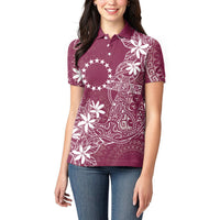 Maroon Kuki Airani Tapakau Women Polo Shirt Tribal Anchor Mix Tiare LT7 - Polynesian Pride