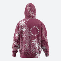 Maroon Kuki Airani Tapakau Zip Hoodie Tribal Anchor Mix Tiare