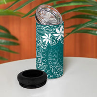 Teal Kuki Airani Tapakau 4 in 1 Can Cooler Tumbler Tribal Anchor Mix Tiare LT7 - Polynesian Pride
