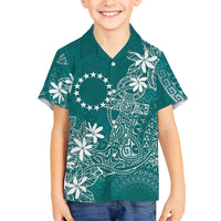 Teal Kuki Airani Tapakau Family Matching Puletasi and Hawaiian Shirt Tribal Anchor Mix Tiare LT7 Son's Shirt Teal - Polynesian Pride