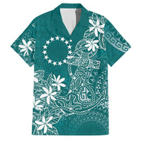 Teal Kuki Airani Tapakau Family Matching Summer Maxi Dress and Hawaiian Shirt Tribal Anchor Mix Tiare LT7 Dad's Shirt - Short Sleeve Teal - Polynesian Pride