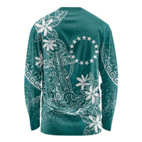 Teal Kuki Airani Tapakau Long Sleeve Shirt Tribal Anchor Mix Tiare LT7 - Polynesian Pride