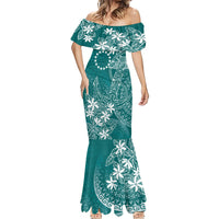 Teal Kuki Airani Tapakau Mermaid Dress Tribal Anchor Mix Tiare LT7 - Polynesian Pride