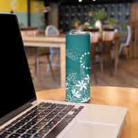 Teal Kuki Airani Tapakau Skinny Tumbler Tribal Anchor Mix Tiare LT7 - Polynesian Pride