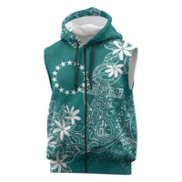 Teal Kuki Airani Tapakau Sleeveless Zip Hoodie Tribal Anchor Mix Tiare LT7 Teal - Polynesian Pride