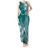 Teal Kuki Airani Tapakau Tank Maxi Dress Tribal Anchor Mix Tiare LT7 Women Teal - Polynesian Pride