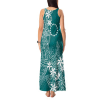 Teal Kuki Airani Tapakau Tank Maxi Dress Tribal Anchor Mix Tiare LT7 - Polynesian Pride