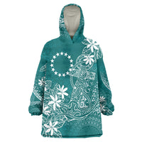 Teal Kuki Airani Tapakau Wearable Blanket Hoodie Tribal Anchor Mix Tiare LT7 One Size Teal - Polynesian Pride