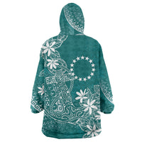Teal Kuki Airani Tapakau Wearable Blanket Hoodie Tribal Anchor Mix Tiare LT7 - Polynesian Pride