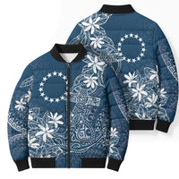 Navy Kuki Airani Tapakau Bomber Puffer Jacket Tribal Anchor Mix Tiare