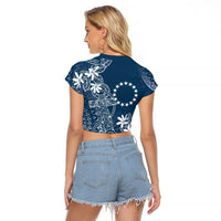 Navy Kuki Airani Tapakau Raglan Cropped T Shirt Tribal Anchor Mix Tiare LT7 - Polynesian Pride