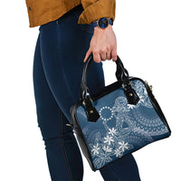 Navy Kuki Airani Tapakau Shoulder Handbag Tribal Anchor Mix Tiare