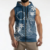 Navy Kuki Airani Tapakau Sleeveless Zip Hoodie Tribal Anchor Mix Tiare LT7 - Polynesian Pride