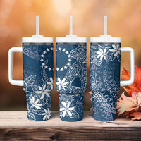 Navy Kuki Airani Tapakau Tumbler With Handle Tribal Anchor Mix Tiare